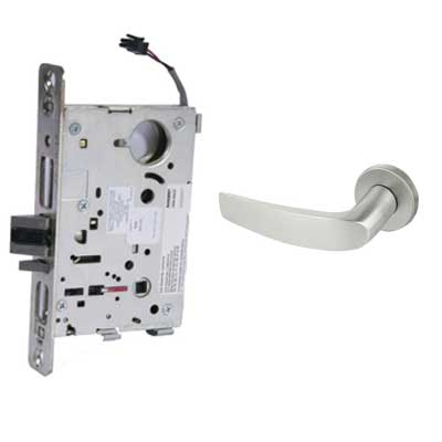 Sargent 8271-12V-LNB-26D Electric Mortise Lock, Fail Secure, 12V, LA Keyway, LN Rose, B Lever, Field Reversible, Satin Chrome
