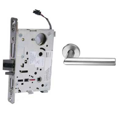 Sargent 8271-12V-LNMI-26D Electric Mortise Lock, Fail Secure, 12V, LA Keyway, LN Rose, MI Lever, Field Reversible, Satin Chrome