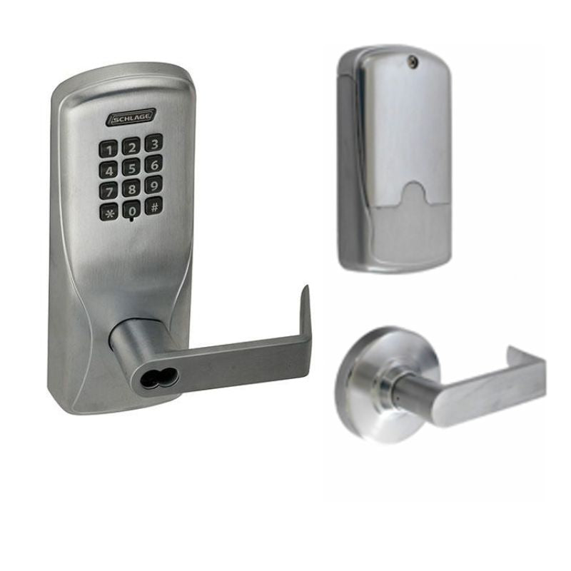 Schlage Electronics CO100993R70 KP RHO 626 BD CO-100 Classroom Electronic Lock, Rim/Concealed Exit Trim, Function, Keypad, SFIC, Satin Chrome