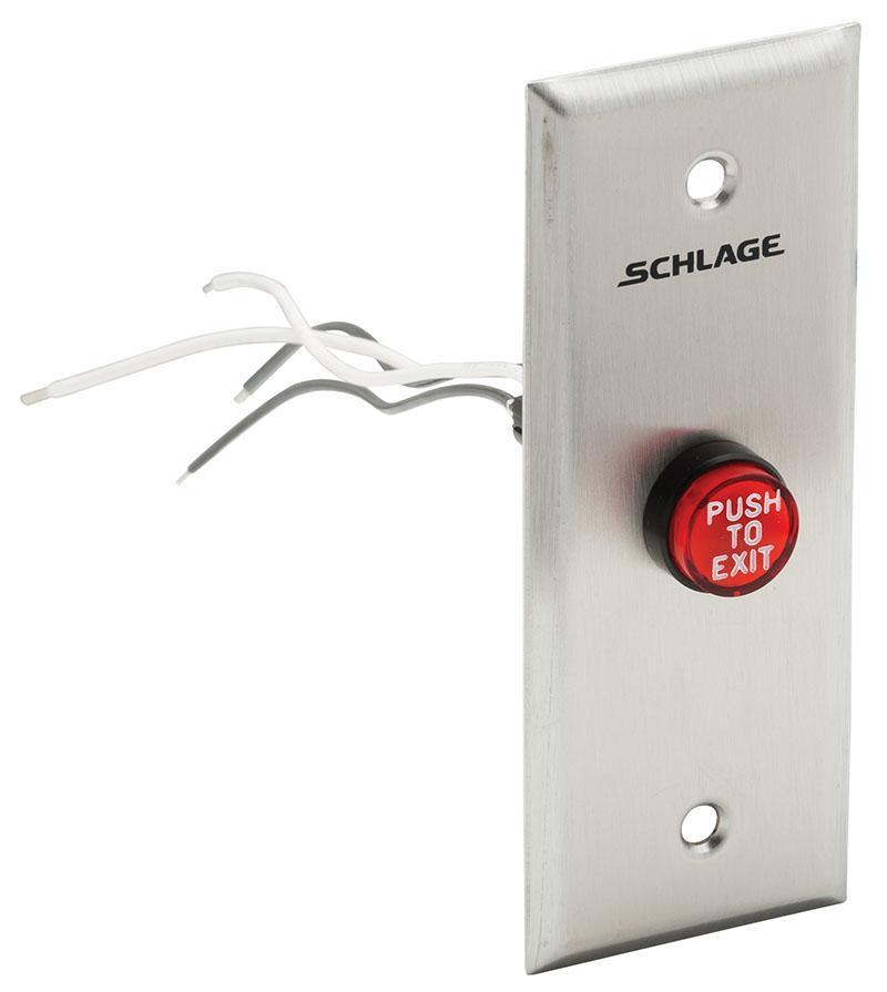 Schlage Electronics 701RD EX NS 5/8" Button, Red, "PUSH TO EXIT", Narrow Stile