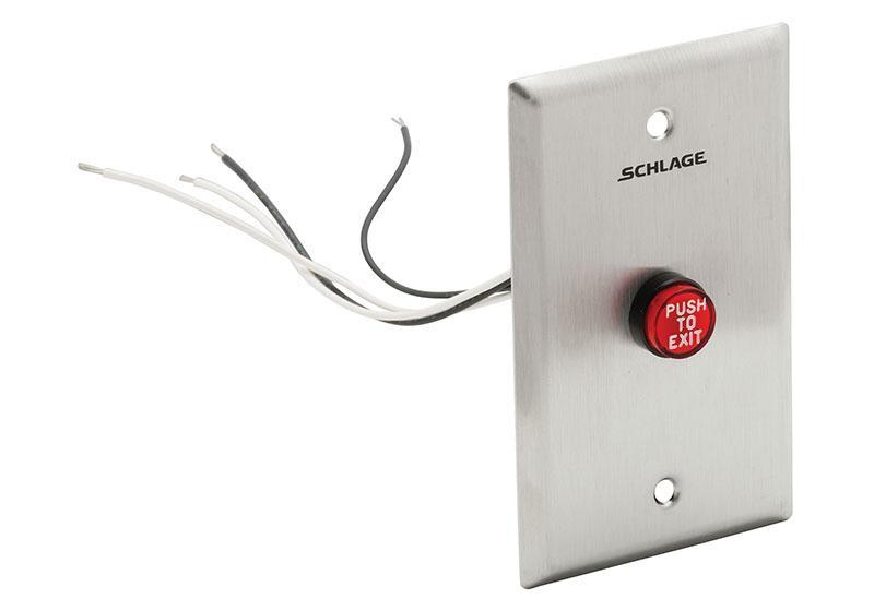 Schlage Electronics 701RD EX 5/8" Button, Red, "PUSH TO EXIT"