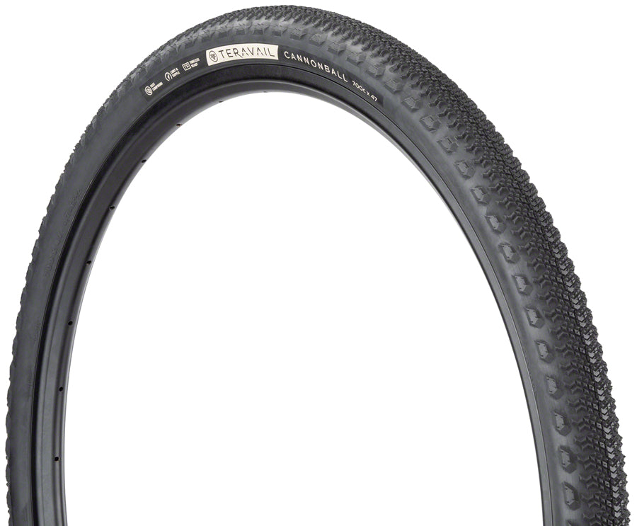 Teravail Gravel Tire Cannonball 700 x 47 Tubeless Folding Black Light and Supple 19-000148