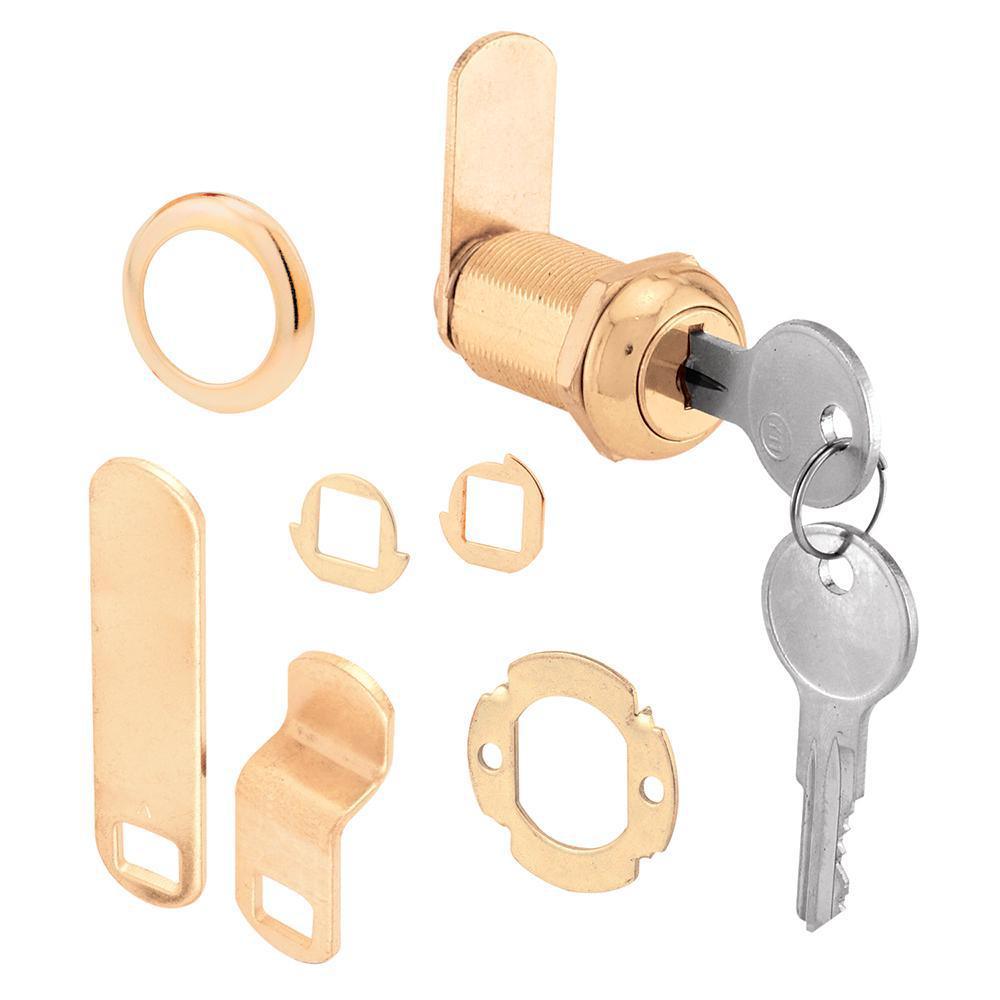 13/16 in., Steel, Brass Plated, Keyed Drawer and Cabinet Cam Lock