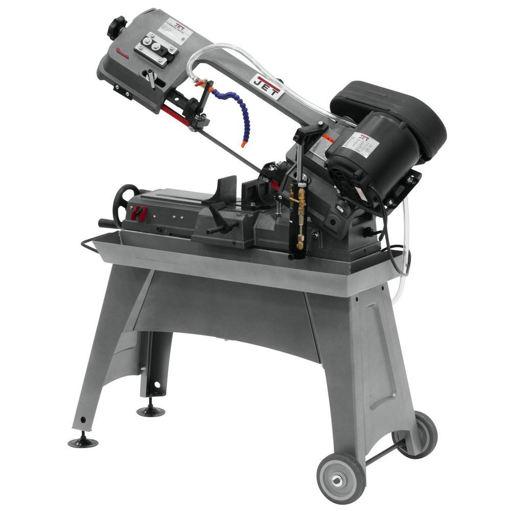 1/2 HP 5 in. x 8 in. Wet Metalworking Horizontal Band Saw with Rolling Stand, 3-Speed, 115-Volt, J-3230