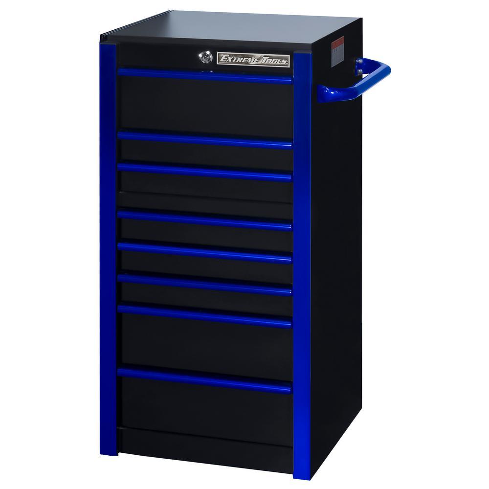 19 in. 7-Drawer Side Tool Chest in Black with Blue Trim
