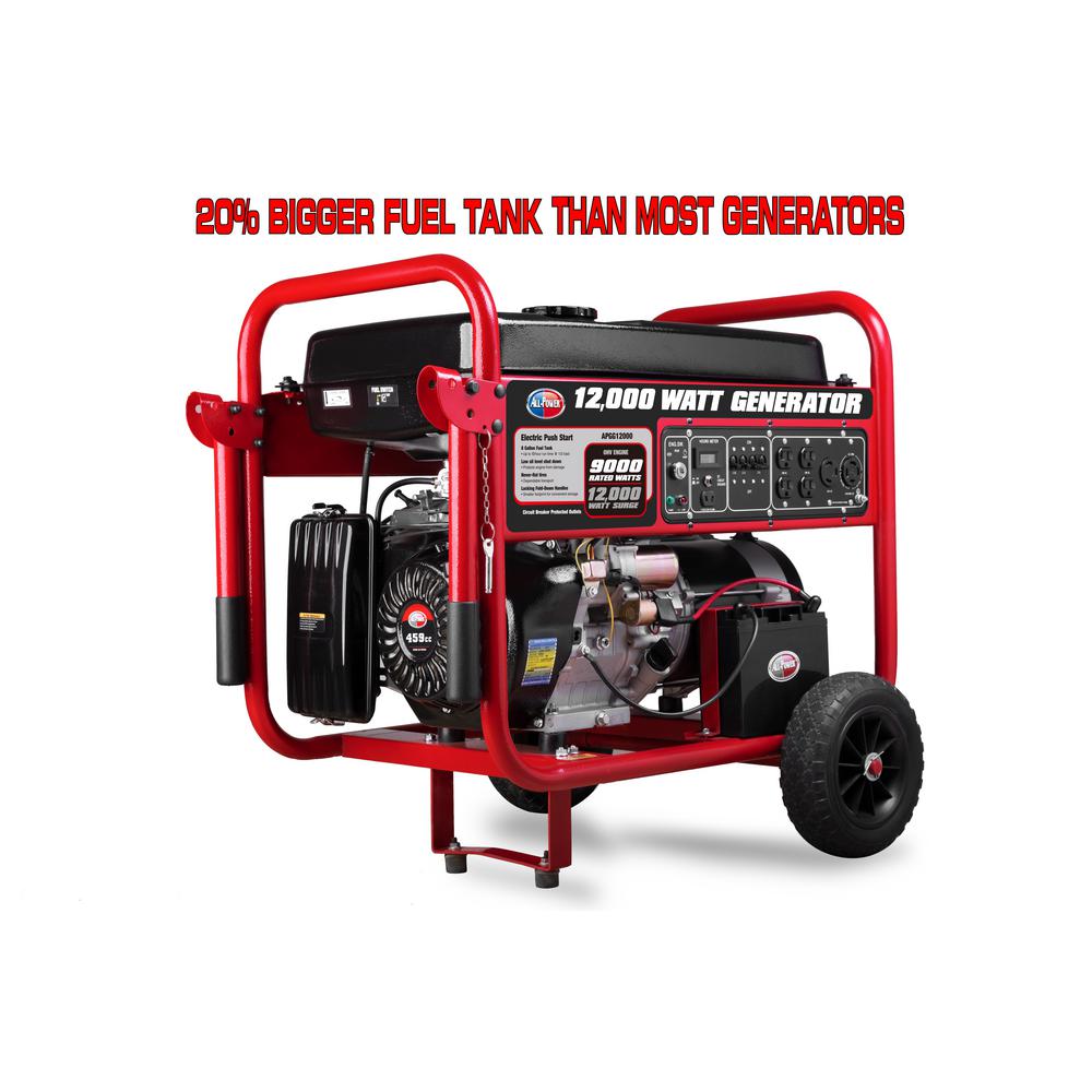 All Power 9000-Watt Gasoline Powered Electric Start Portable Generator with 459 cc Engine