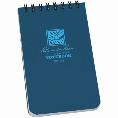 Weatherproof Top Spiral Notebook, Blue Cover, 3 Inch By 5 Inch