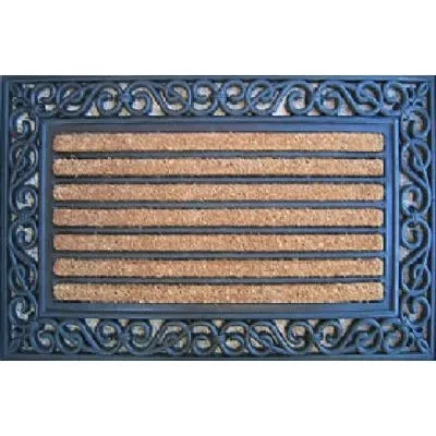 Coir & Rubber Door Mat, Scrolled Edge, 18 X 30 In.