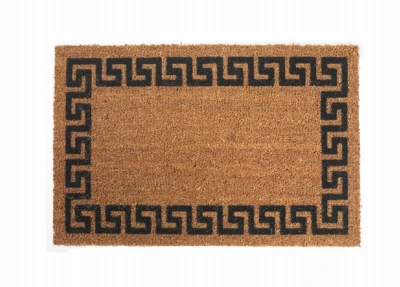 Greek Key Pattern Coir Door Mat, 18 Inches By 30 Inches, Durable Natural Fiber