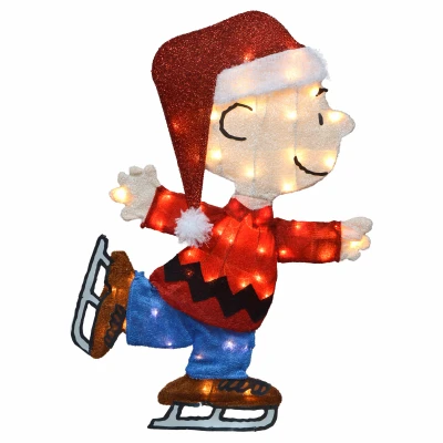 Peanuts Skating Charlie Brown 2d Christmas Decoration, 50 Lights, 28 In.
