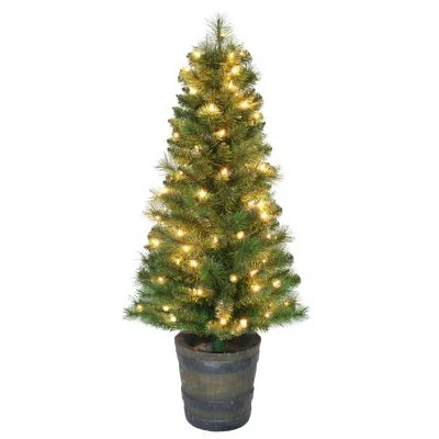 Pre-lit Saratoga Porch Pine Artificial Christmas Tree, 70 Dual Color Led Lights, 10 Functions, 4 Ft.
