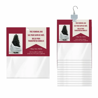 White Tree Removal Bag With Clip Strip, 44 Inches By 28 Inches By 90 Inches