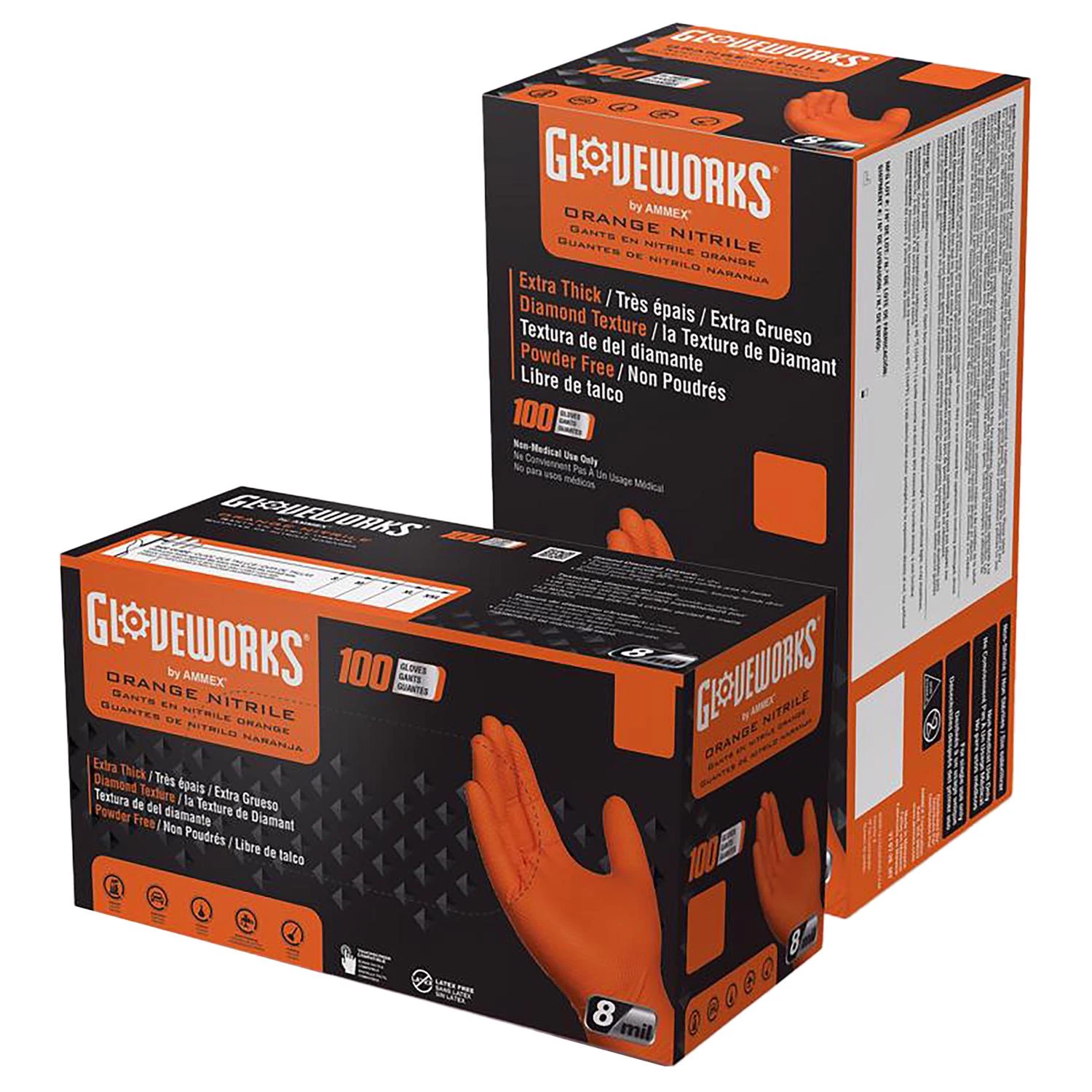 Nitrile Gloves, Heavy-duty, Orange, Large, 100-ct.