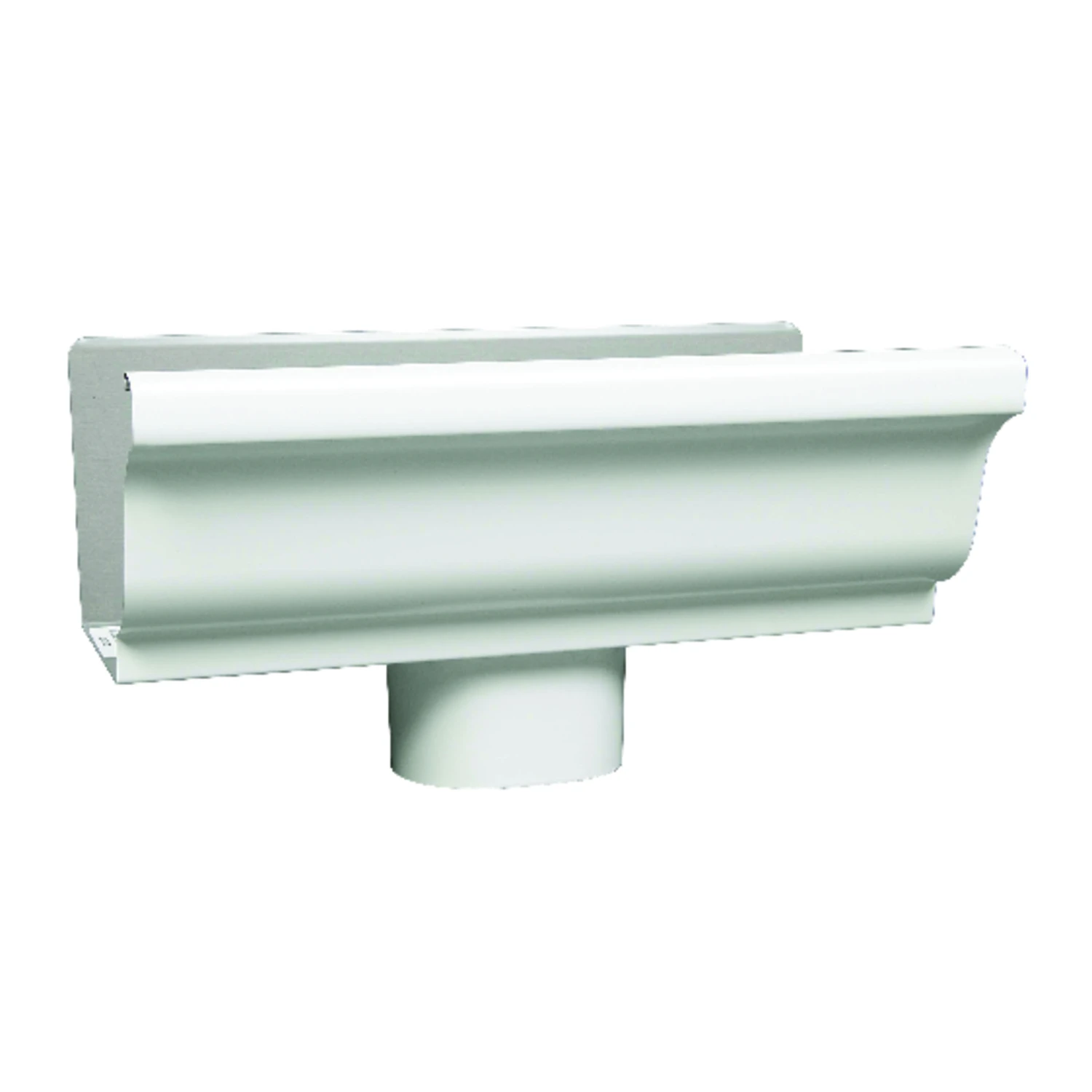 White Aluminum End Piece With Drop For Five Inch Gutter