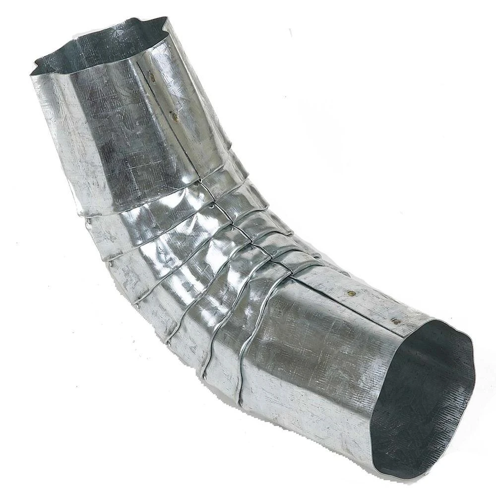 3 Inch Round Corrugated Gutter Downspout Elbow, Galvanized Steel