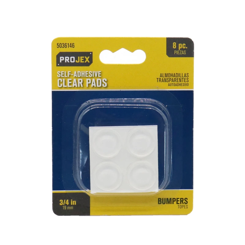 Projex Vinyl Self Adhesive Protective Pad Clear Round 3/4 In. W 8 Pk