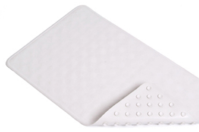 White Rubber Bath Mat With Circle Pattern, 14 Inches By 24 Inches