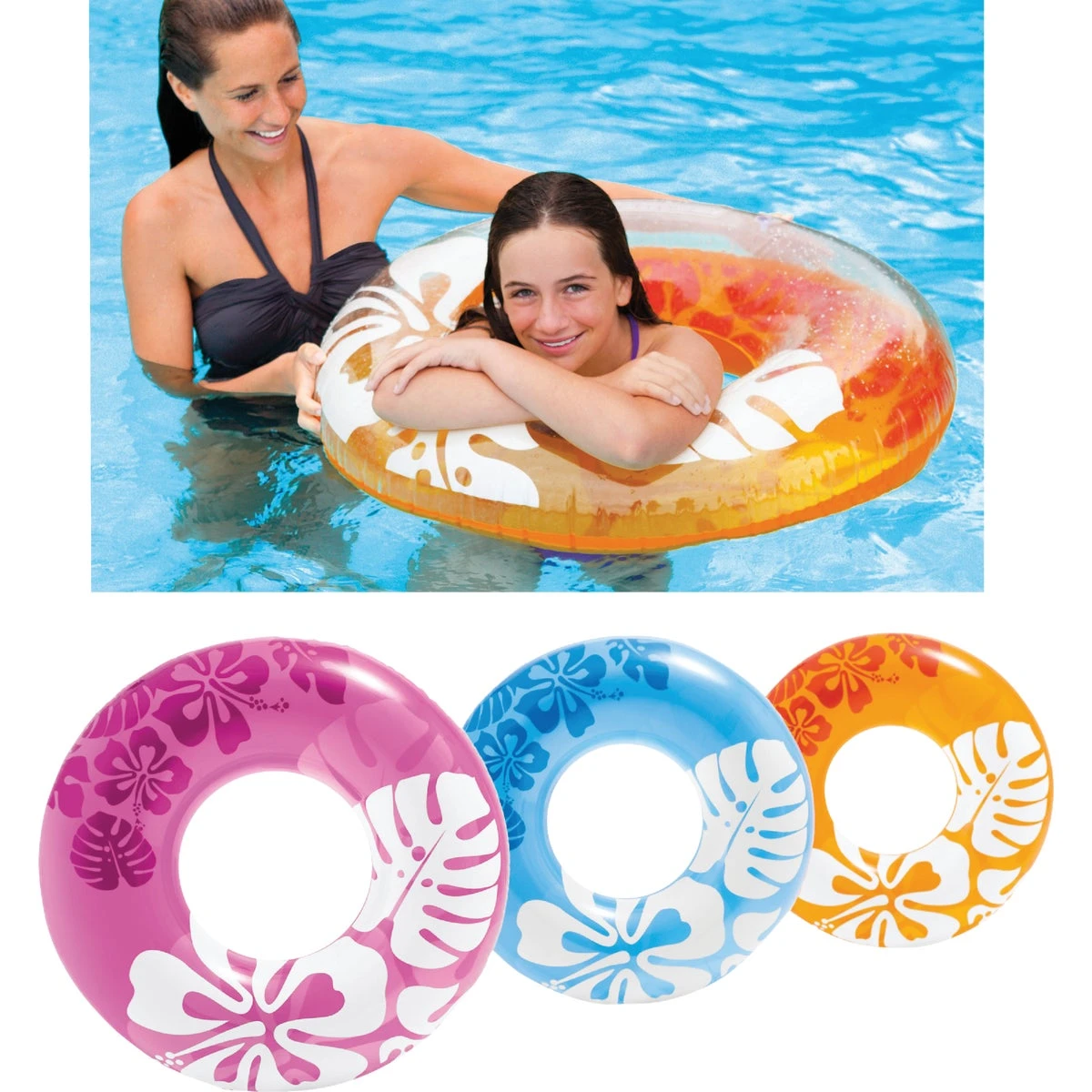 36 Inch Assorted Color Pool Tubes Inflatable Swimming Float