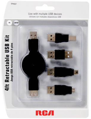 4-foot Retractable Usb Cable With 6 Tips - Model Tph527r