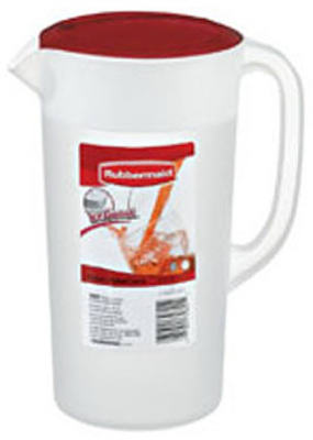 Covered Pitcher With Racer Red Lid, 2 Quart Capacity