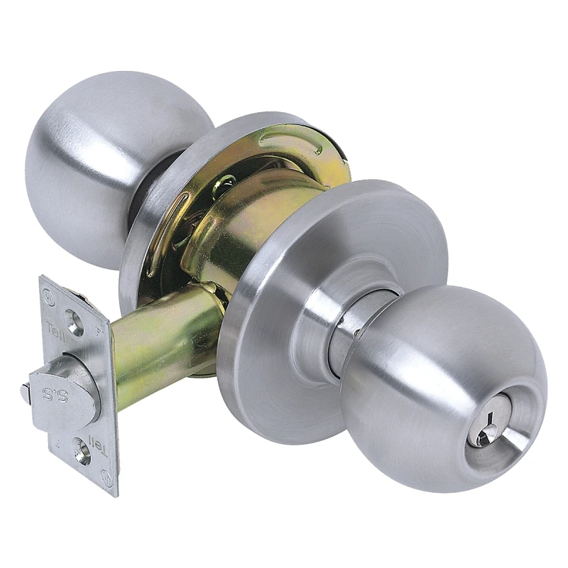 Ball Knob Storeroom Lockset With Durable Finish And Secure Locking Mechanism