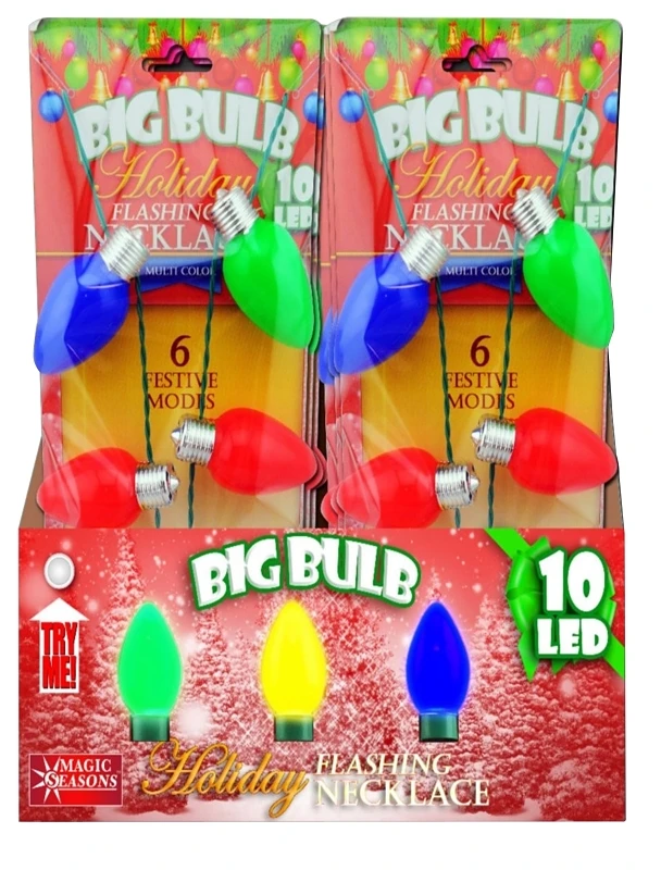 Big Bulb Holiday Flashing Necklace