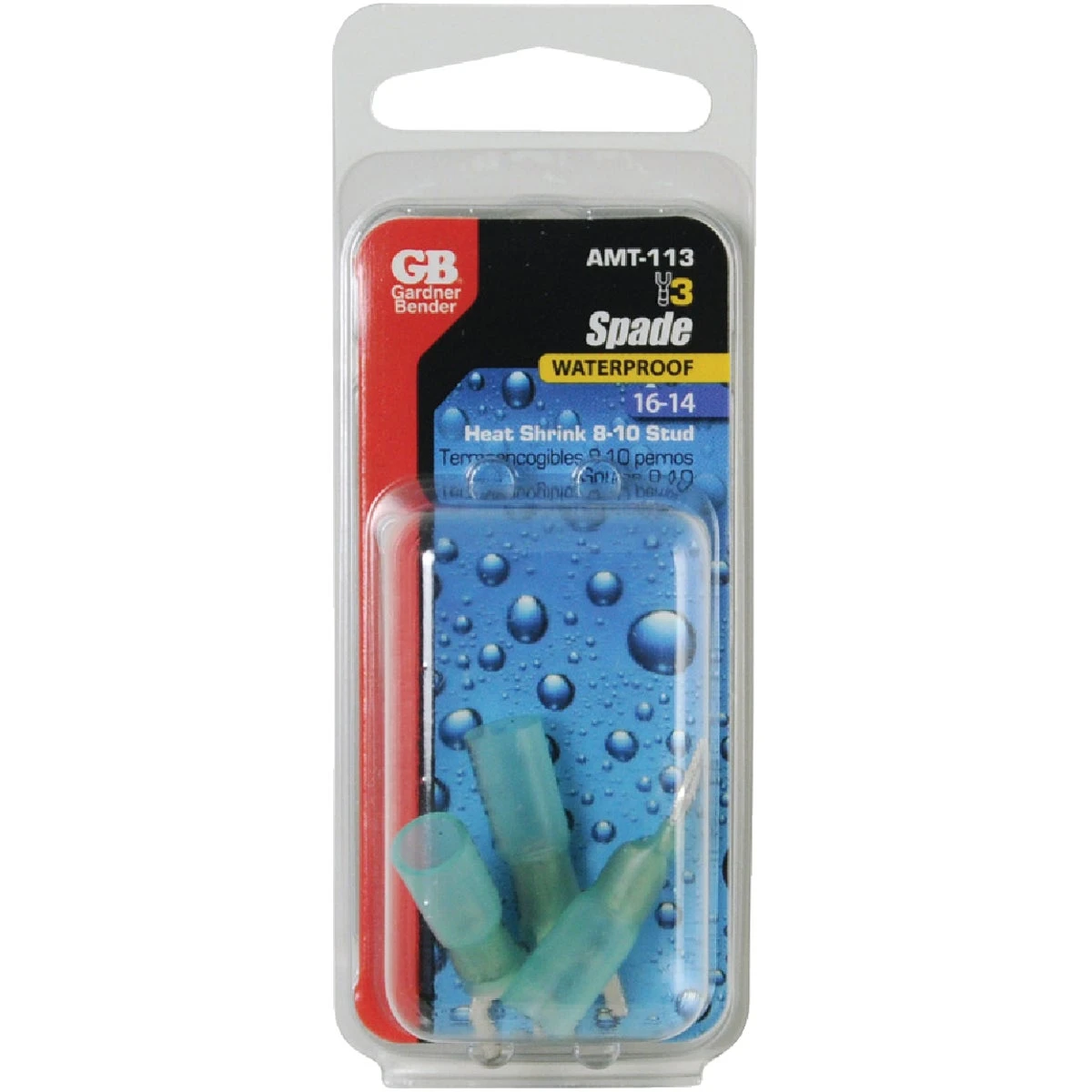 Spade Terminal, Heat Shrink, 16-14 Awg, 8 Stud