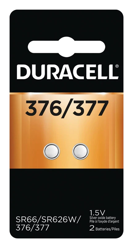 Silver Oxide Watch Battery, #377, 1.5-volt, 2-pk.