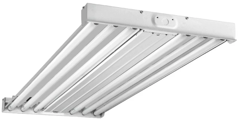 F Bay Fluorescent Light Fixture, T8 Bulbs, Six Lamp, Two By Four Foot