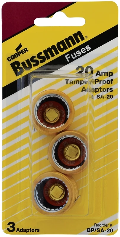 20-amp Type S Fuse Adapter, 3-pk.