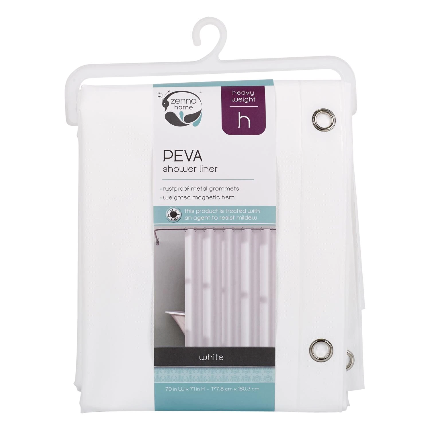 Shower Curtain Liner, Heavyweight Peva, White, 70 X 71-in.