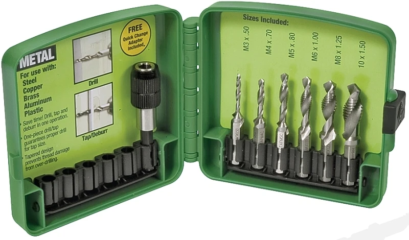 High Speed Steel Sae Drill And Tap Bit Set 6 Piece Kit