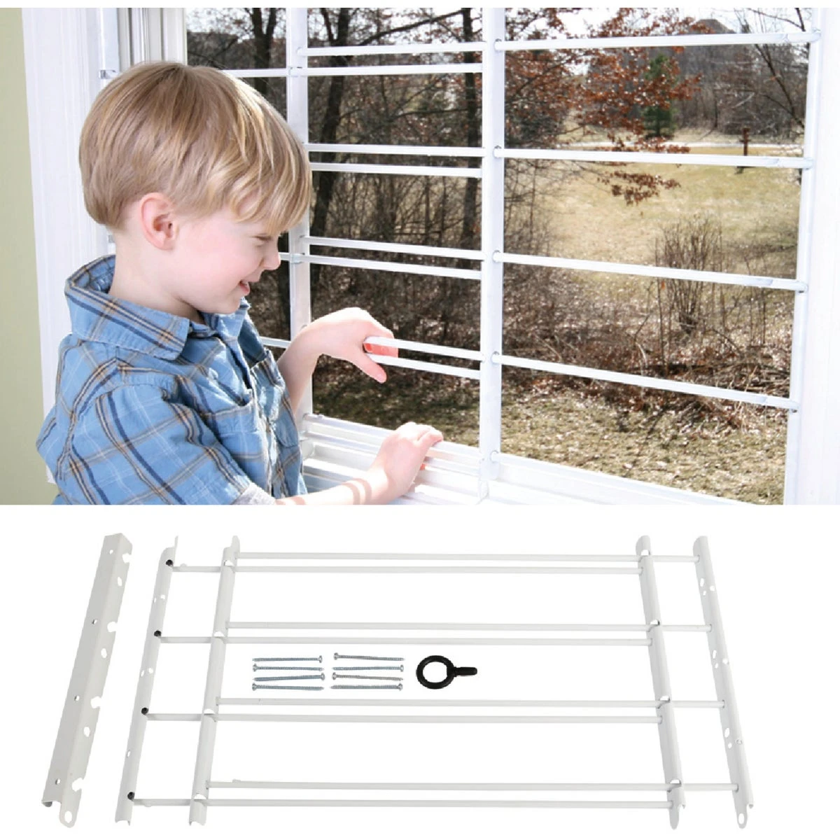 Window Security Guard, Adjustable, 4-bar