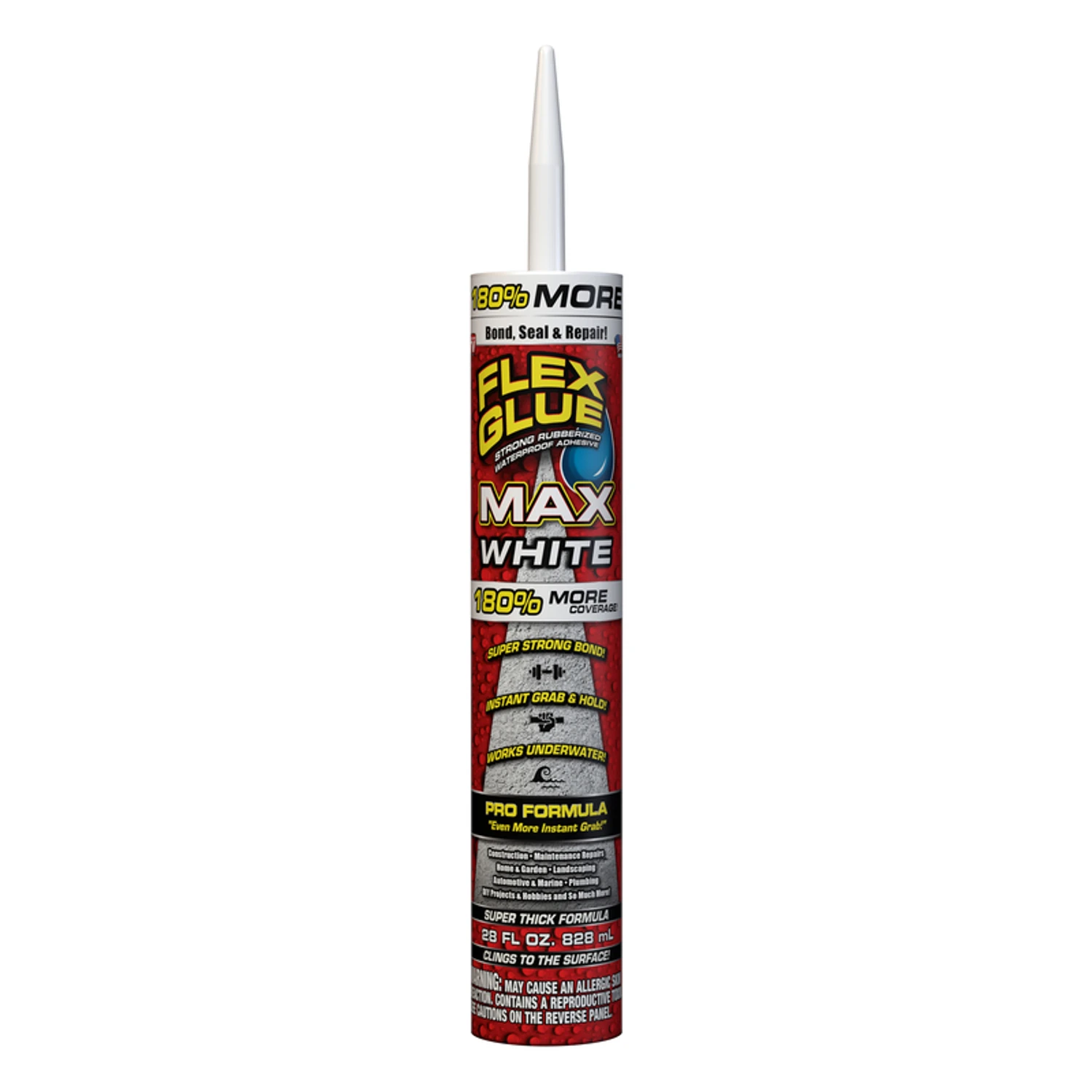 Flex Glue Max White Adhesive Sealant, 28 Ounce Cartridge