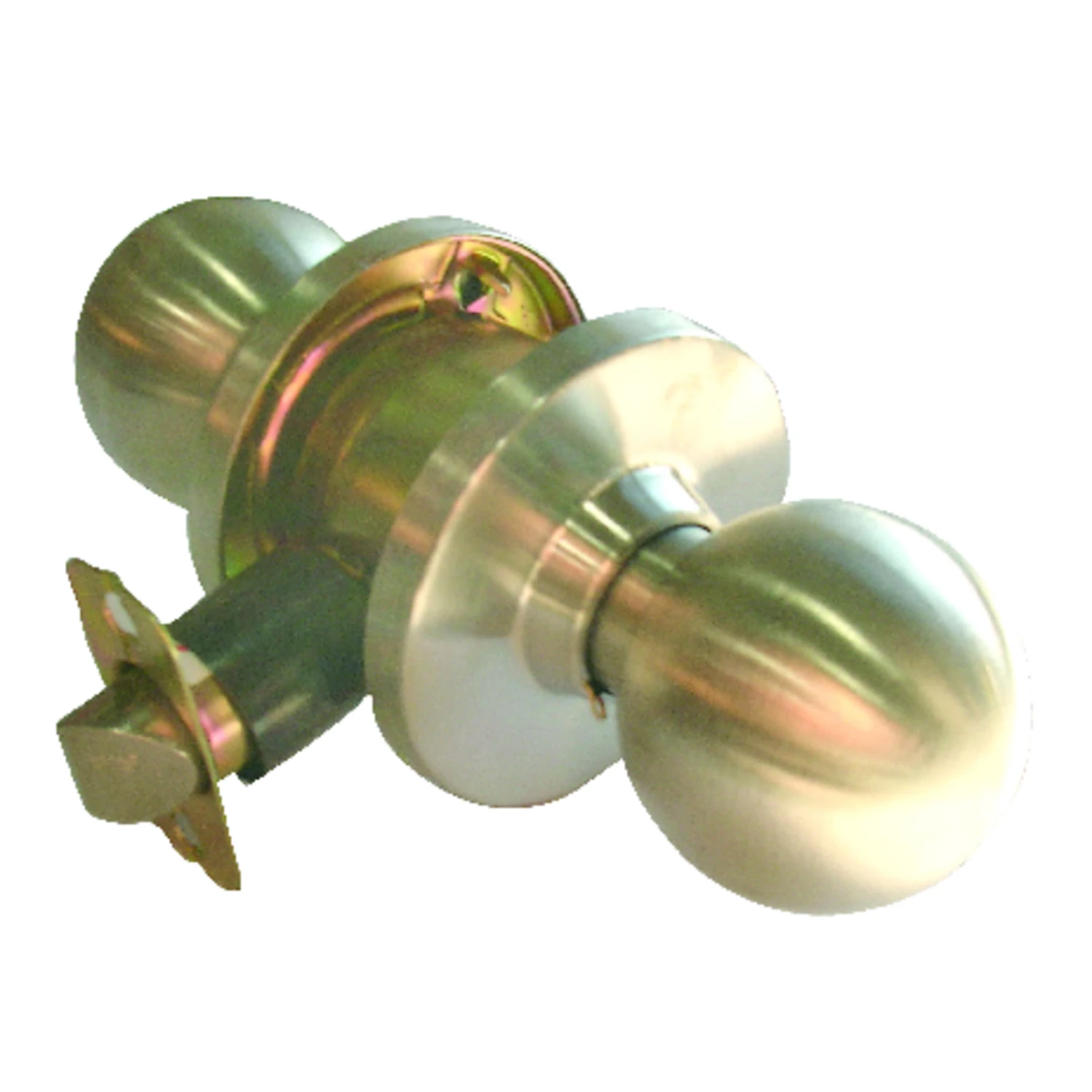 Passage Door Lock With Ball Knob, Satin Stainless Steel Finish, 2.75-inch Backset