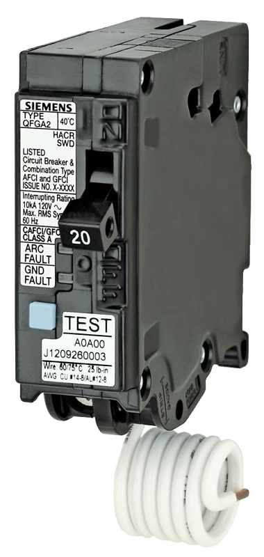 Single Pole 15 Amp Dual Function Circuit Breaker With Arc Fault And Ground Fault Protection