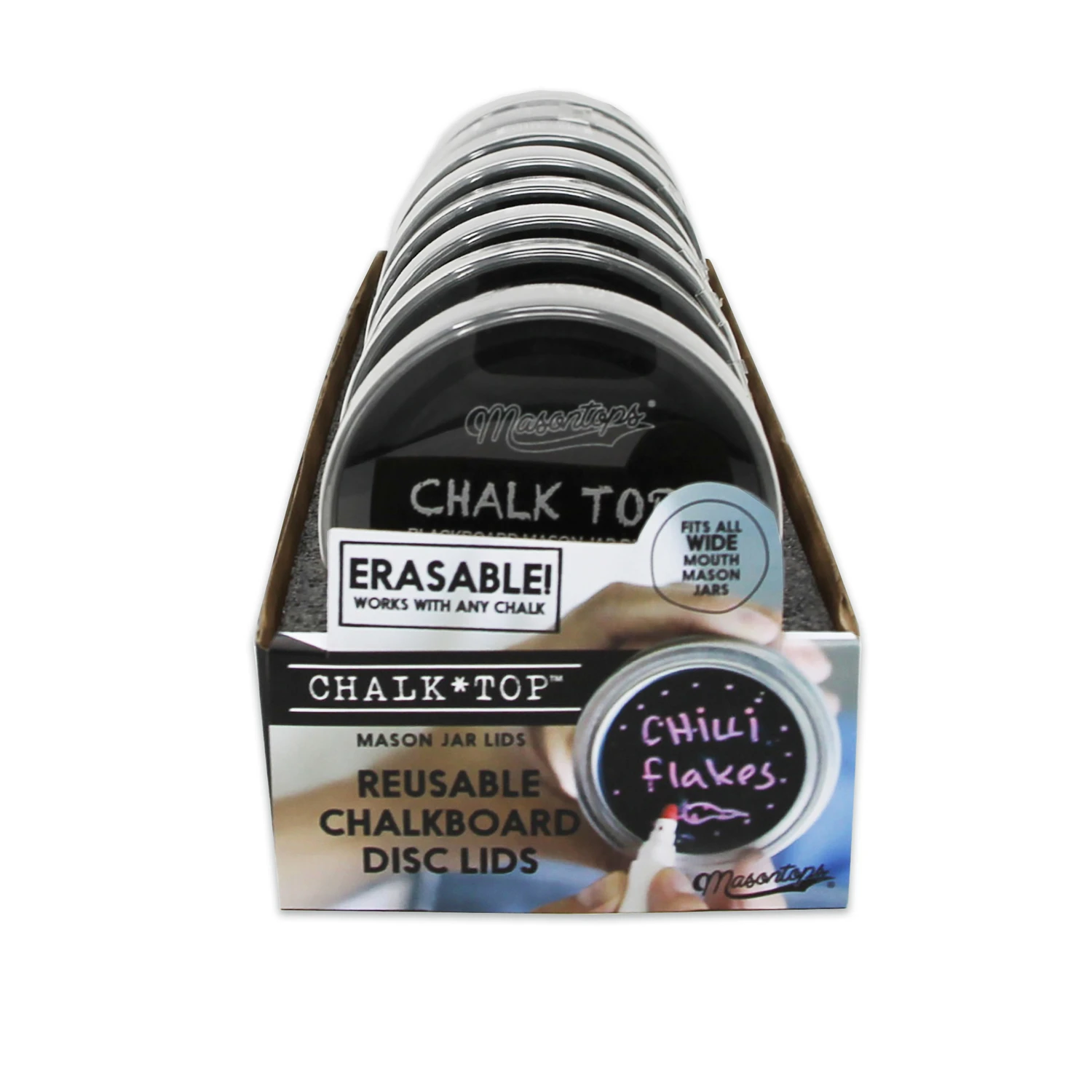 Chalk Tops Blackboard Labelling Lids, Wide Mouth Canning Jars, 8-pk.