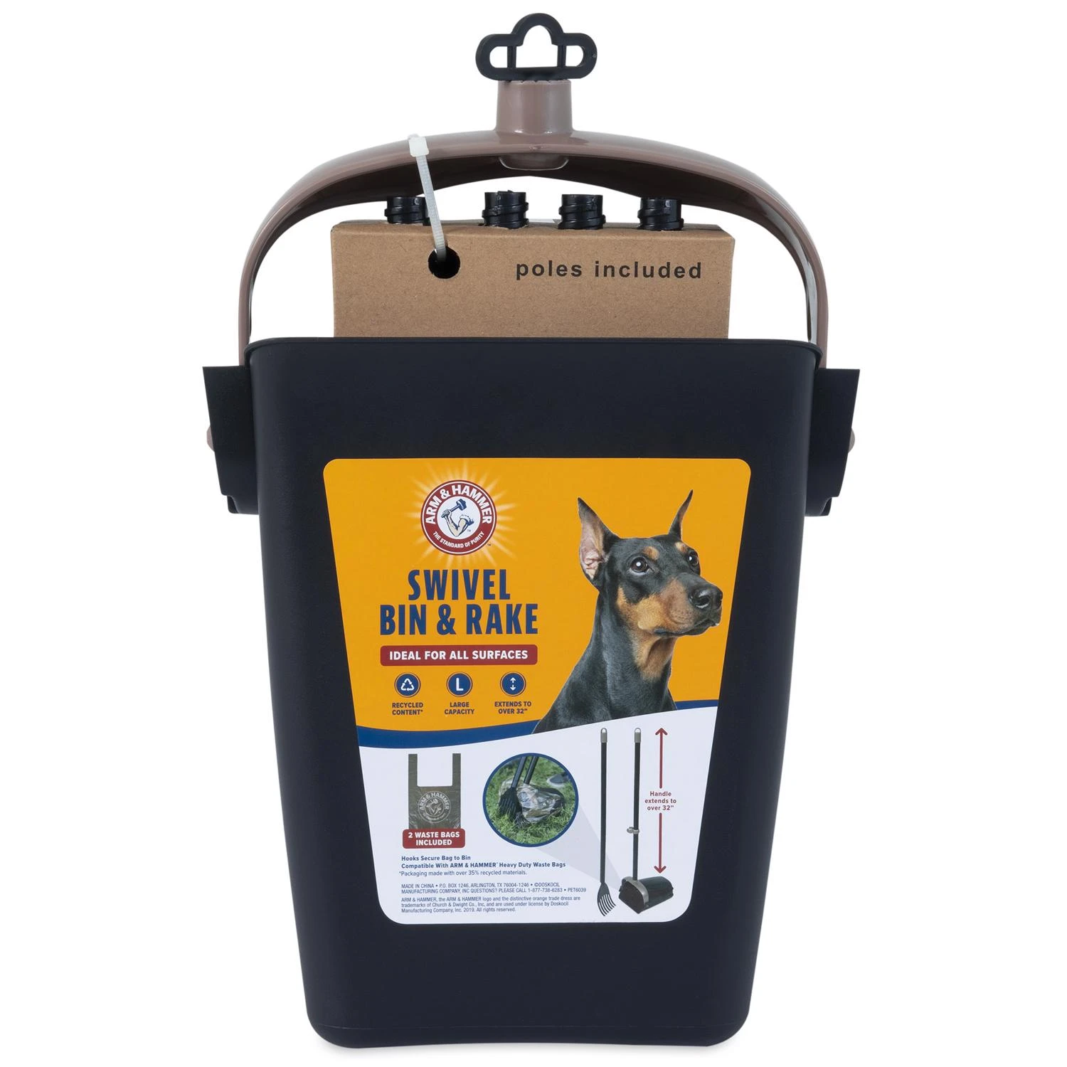 Arm & Hammer Cat Litter Cleanup Bin & Rake, Extends 32 In.