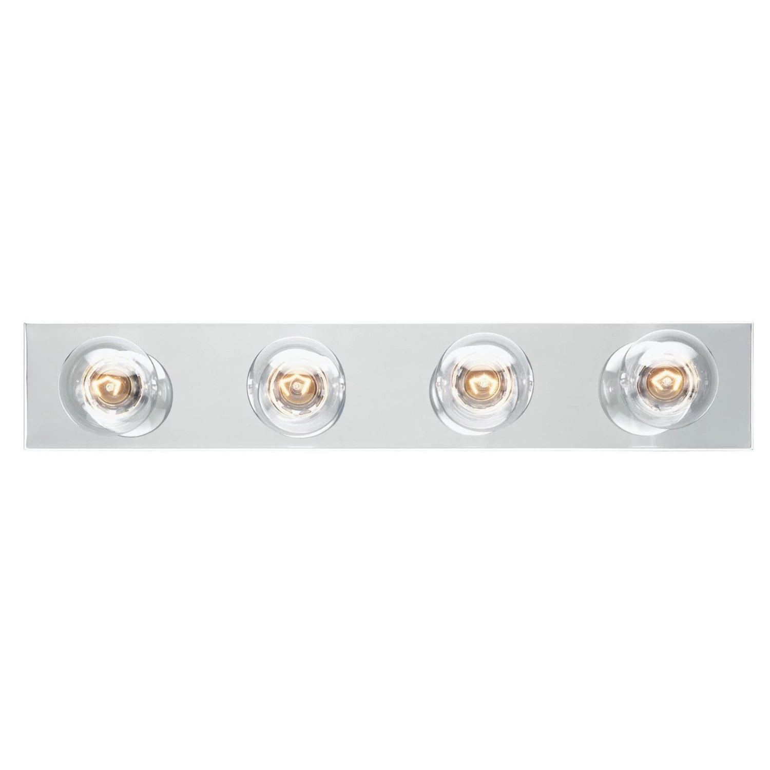 4-light Bathroom Vanity Light Bar Fixture With Clear Glass Shades And Brushed Nickel Finish