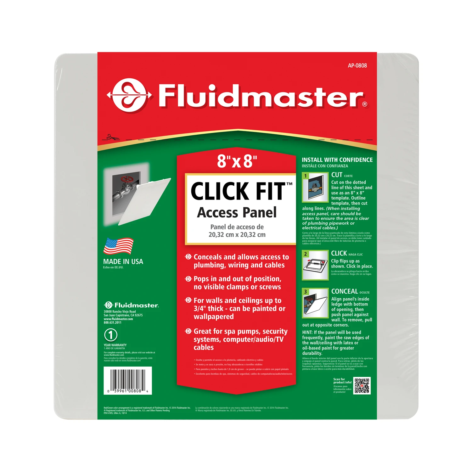 Click Fit Access Panel 8 In. X 8 In. Plastic Access Panel Model Ap-0808