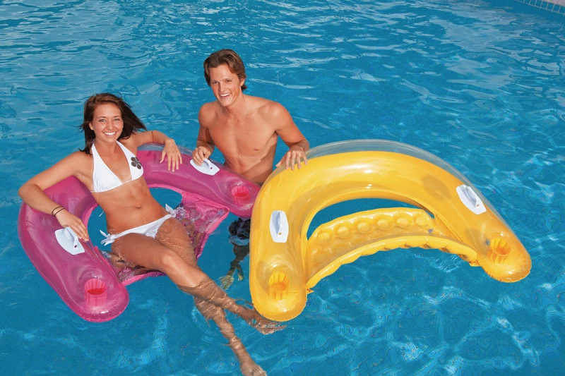 Sit And Float Pool Lounger, 60 Inches By 39 Inches, Inflatable Water Float