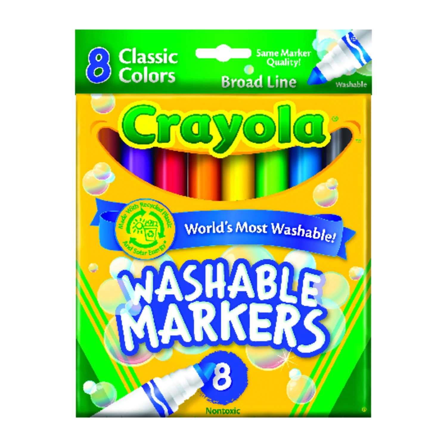 Washable Broad Line Markers, 8-count
