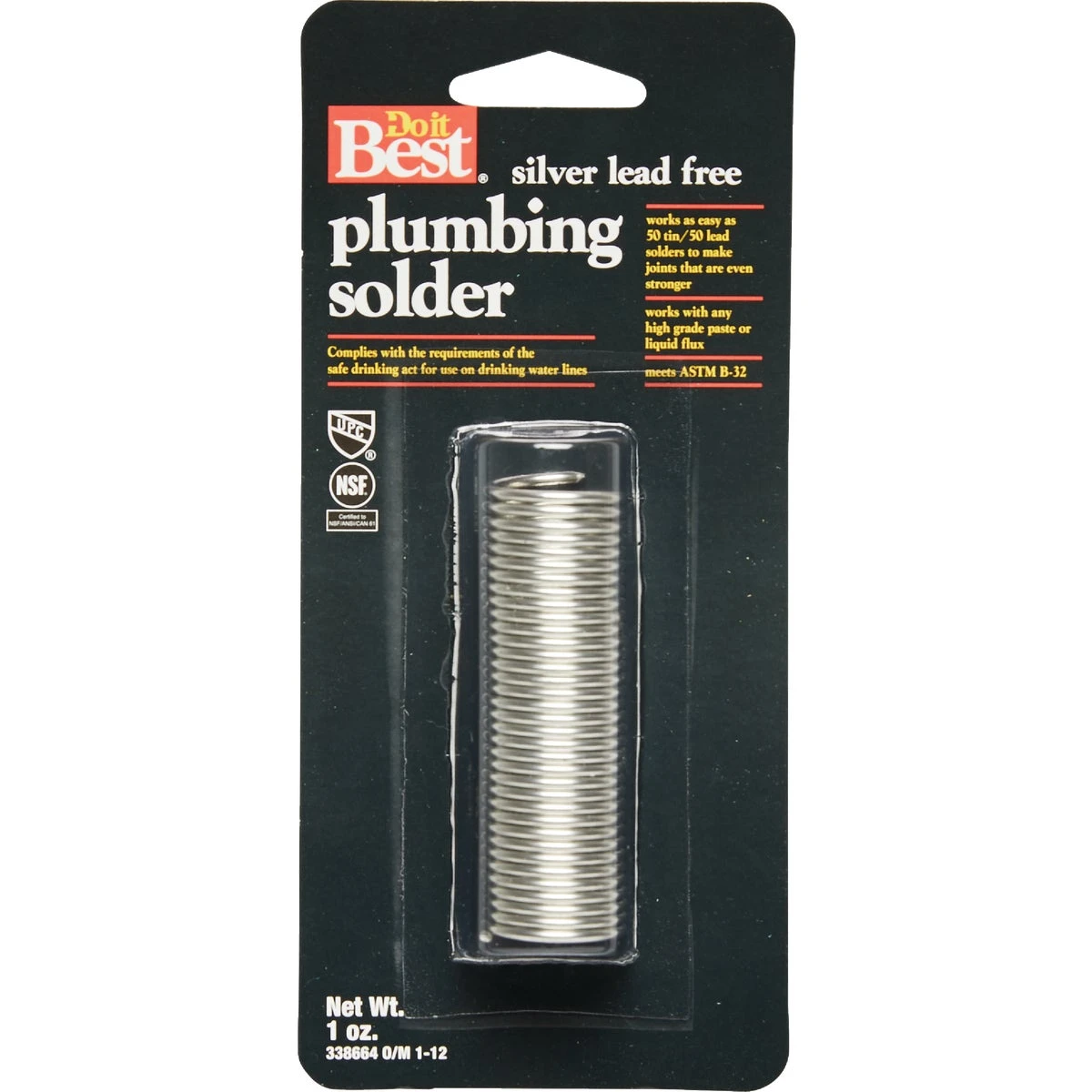 1 Oz. Solid Lead-free Solder - 96% Tin, 4% Silver Alloy