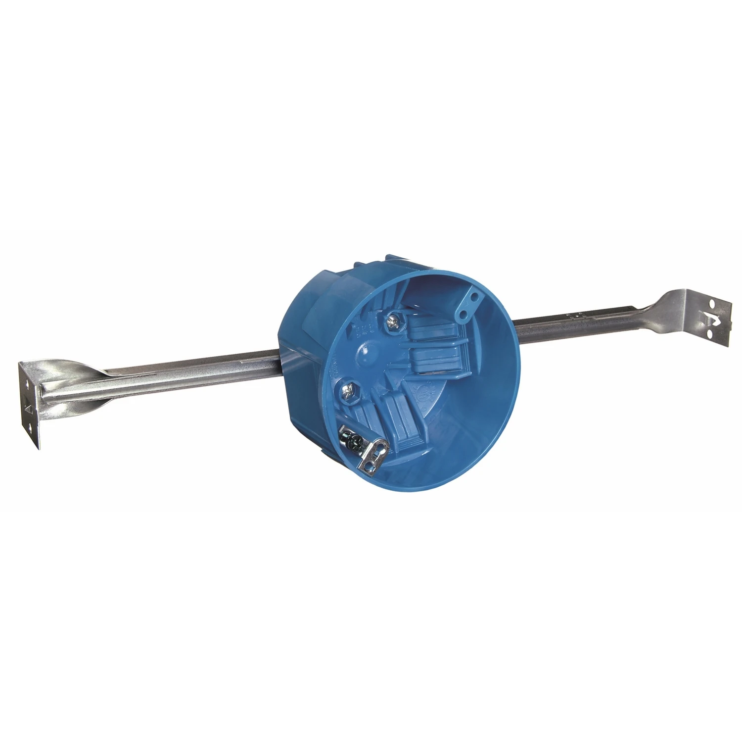 Ceiling Fixture Outlet Box With Adjustable Bar Hanger, 2 And 1 Quarter By 4 Inch Round