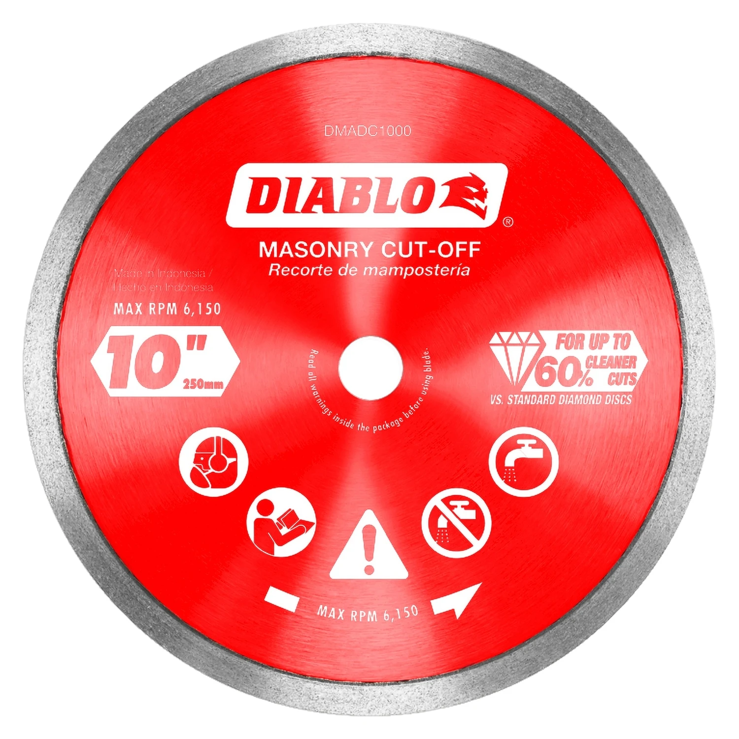 10 In. Diamond Continuous Rim Dry/wet Cut Blade For Masonry