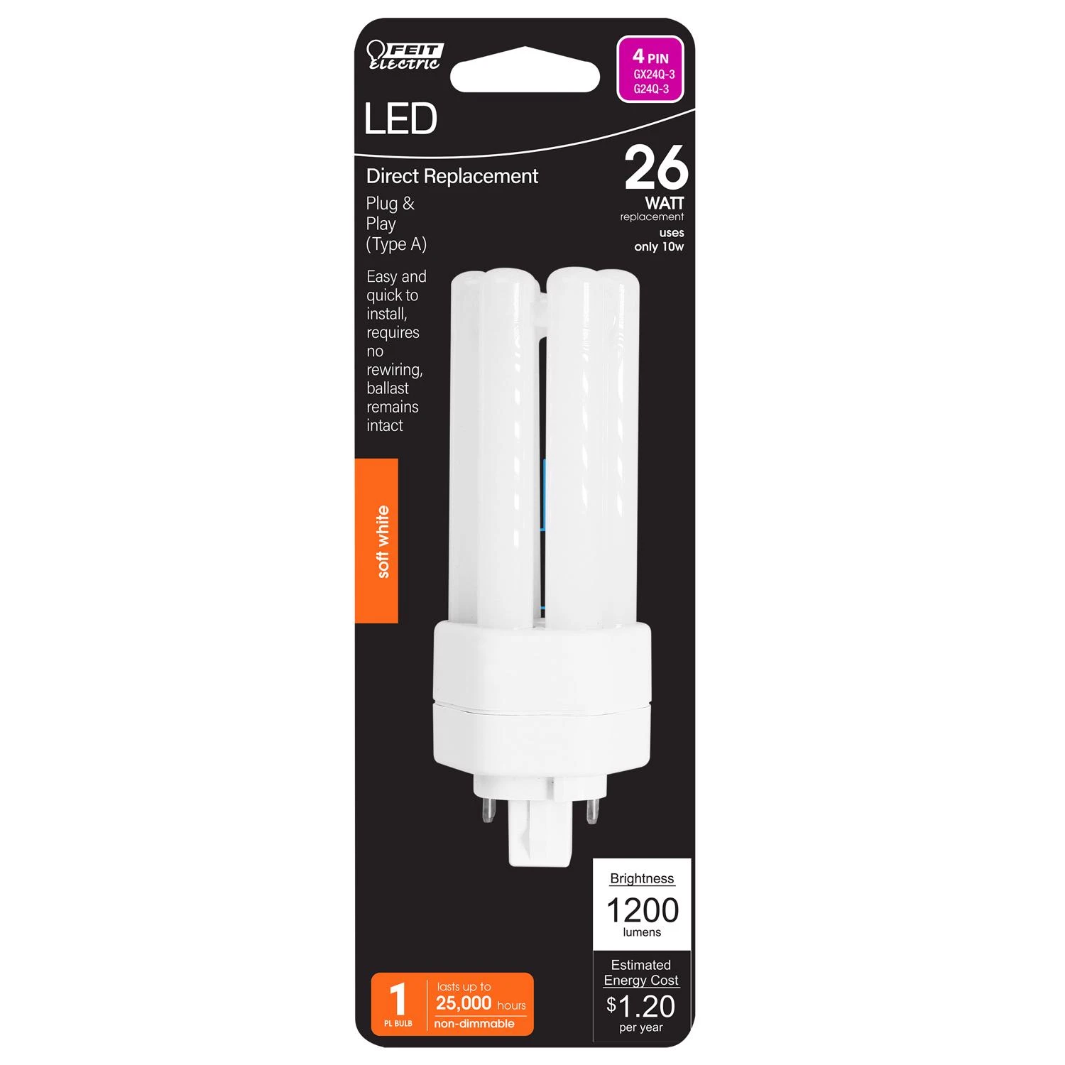 3011636 26w Pl Gx24q-3 4-pin Led Light Bulb - Soft White