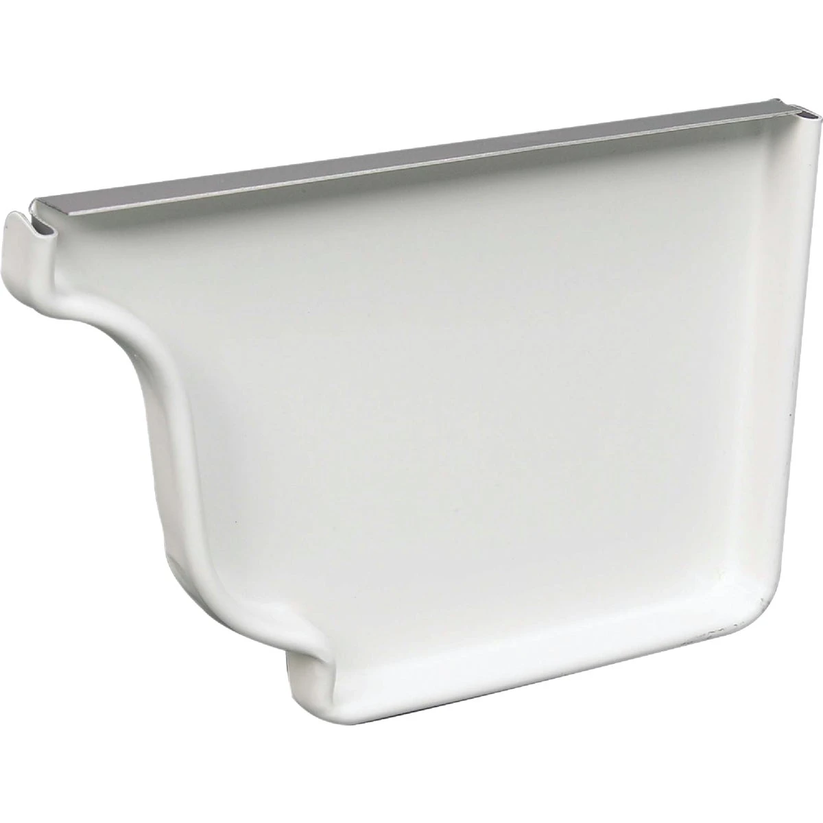 White Galvanized Steel Gutter Right End Cap, 4 Inch