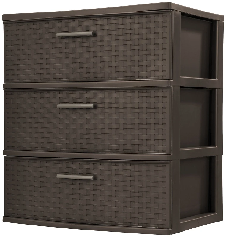 Weave Tower Three Drawer Storage Cabinet In Espresso Finish 15.825 By 21.875 By 24 Inches