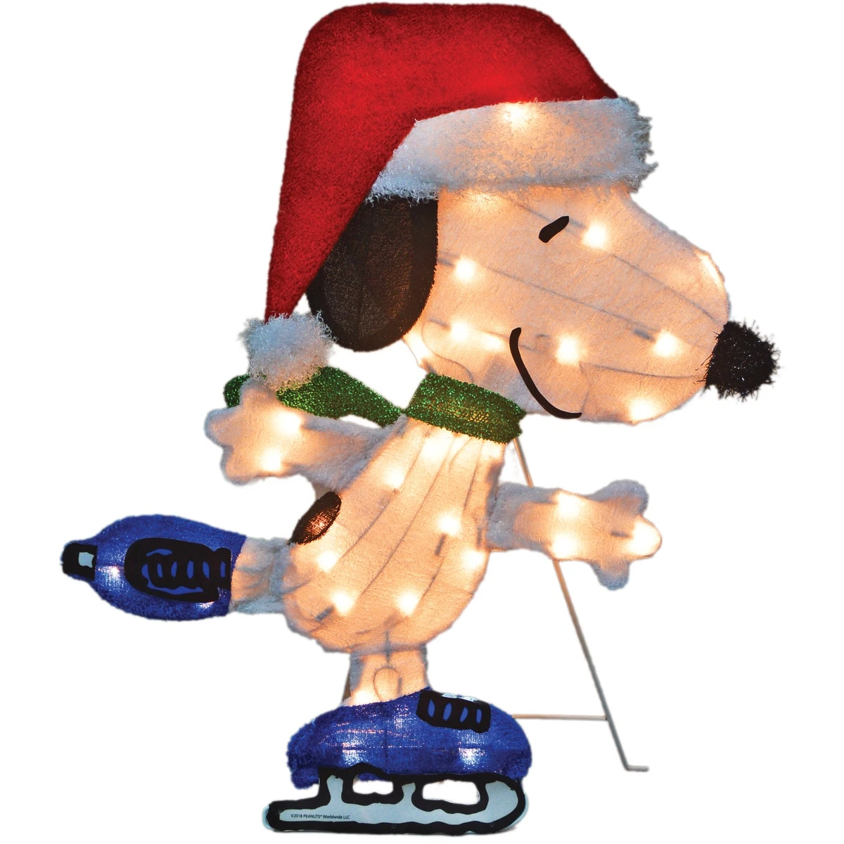 Peanuts Skating Snoopy Two-dimensional Christmas Decoration With Thirty-five Lights, Twenty-four Inches