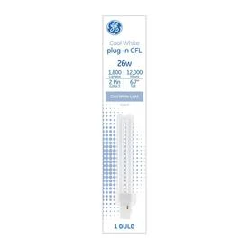 26 Watt Compact Fluorescent Light Bulb, Cool White, 2-pin G24d-3 Base, 6.8 Inches Long
